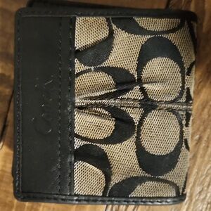 Coach Signature Black and Tan Wallet